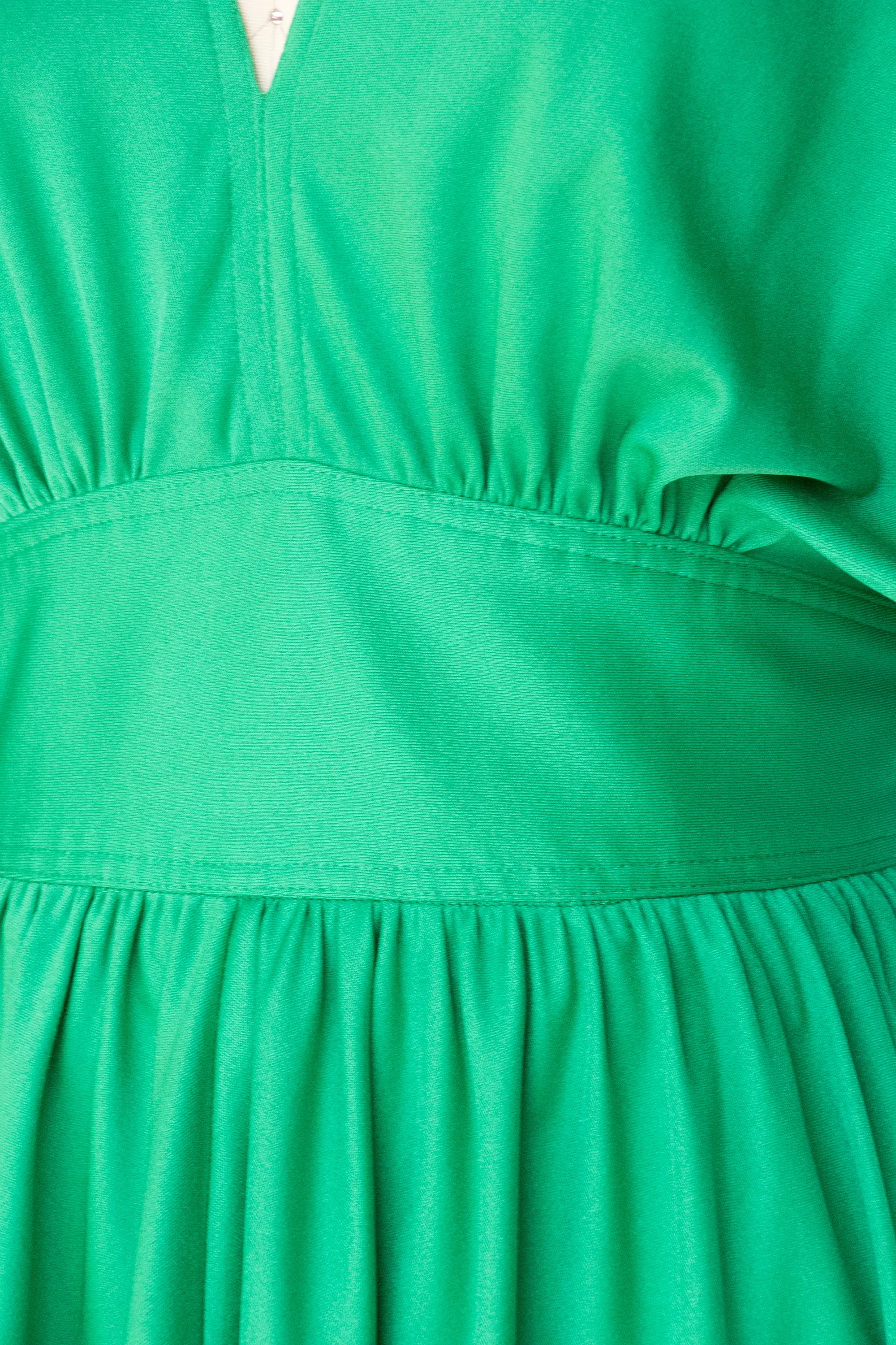 1970s Wrap Dress Kelly Green Knit S