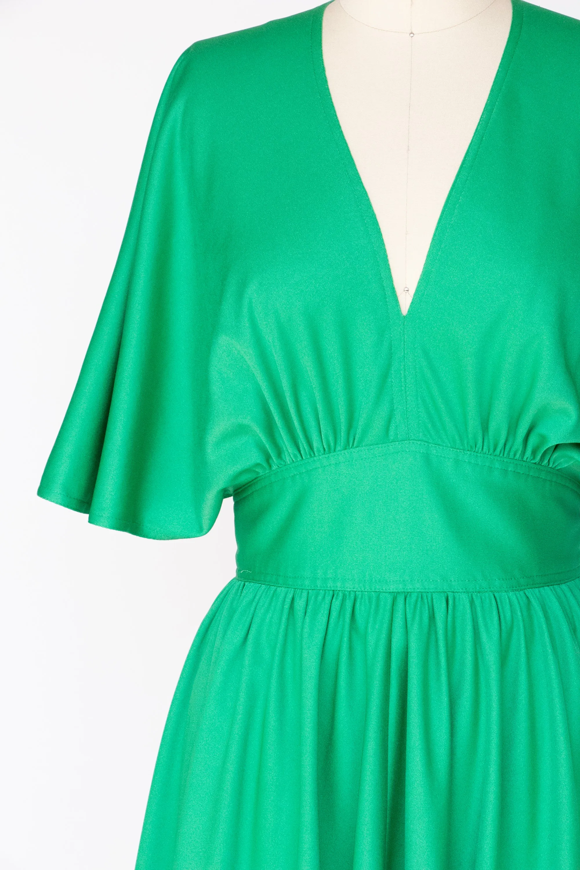 1970s Wrap Dress Kelly Green Knit S