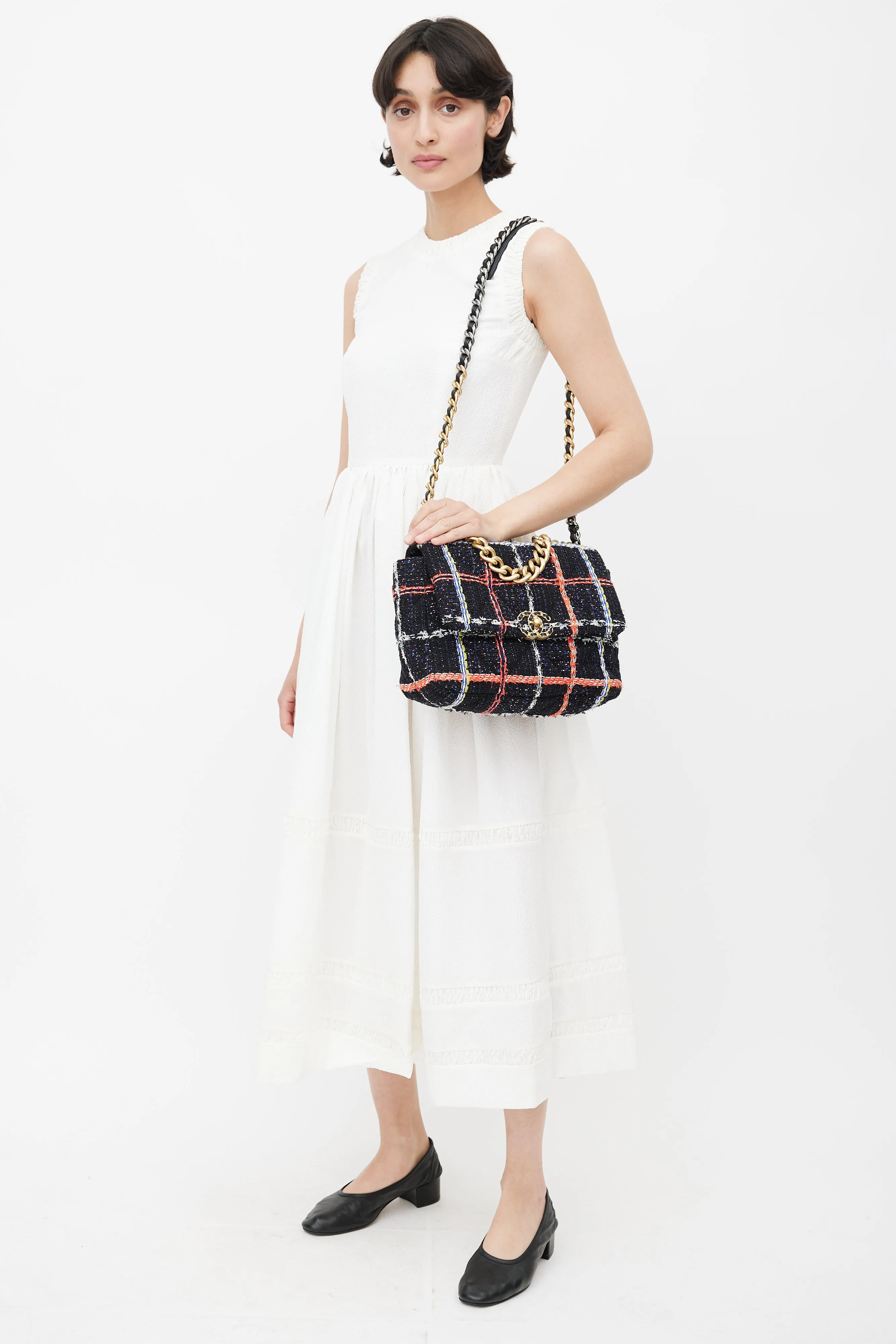 2020 Black & Multi Tweed 19 Shoulder Bag