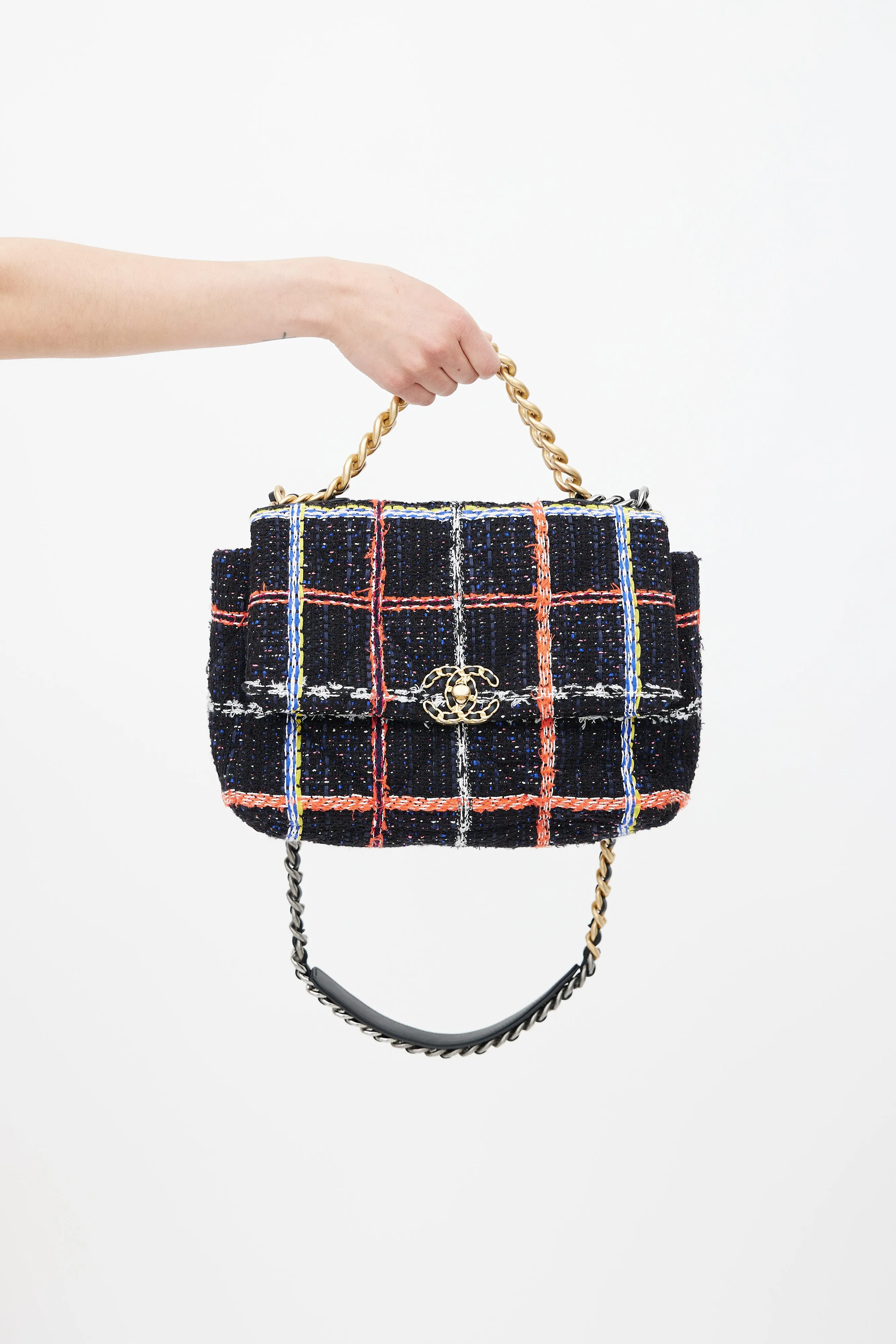 2020 Black & Multi Tweed 19 Shoulder Bag