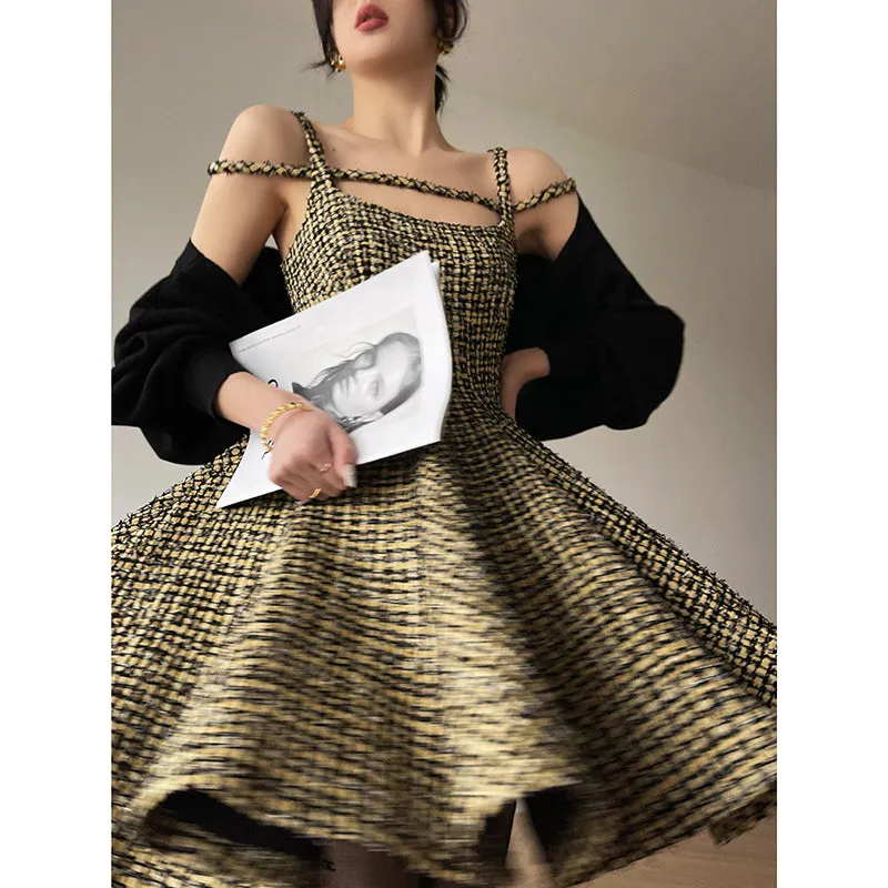 Aconiconi｜Short Skater Tweed dress- Hemerocallis