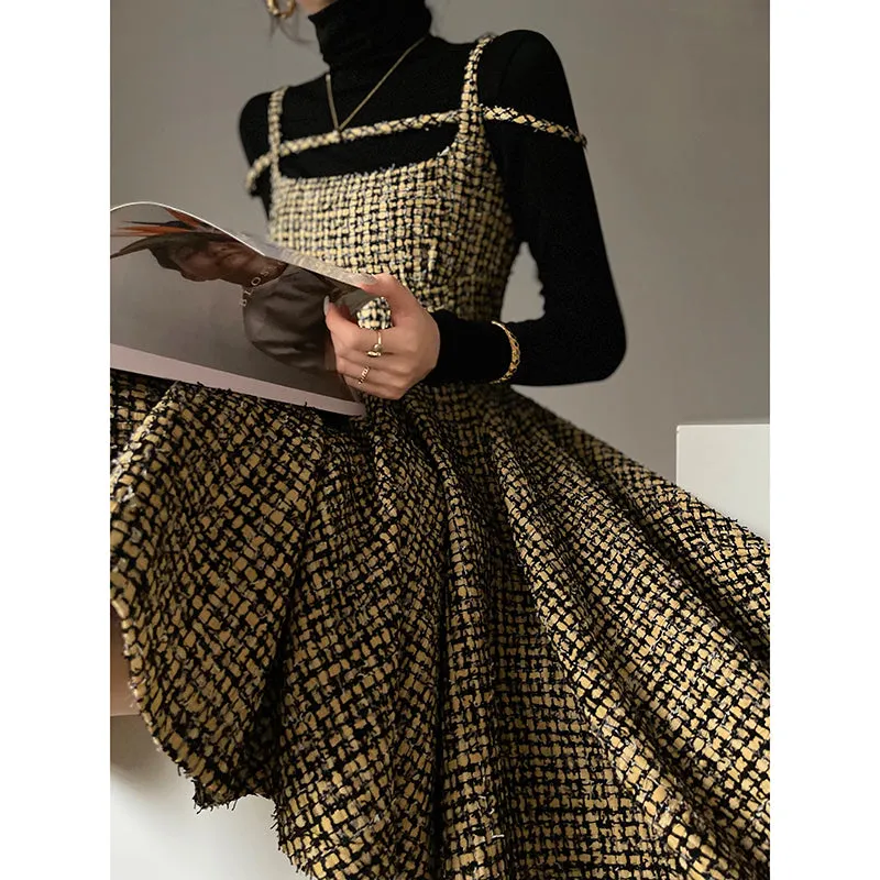 Aconiconi｜Short Skater Tweed dress- Hemerocallis