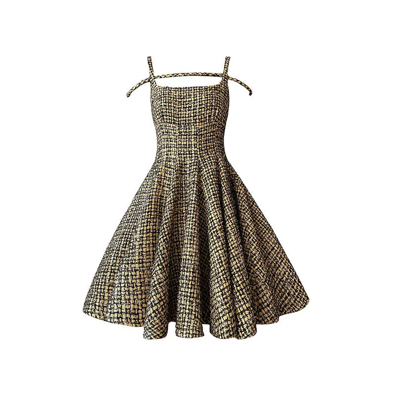 Aconiconi｜Short Skater Tweed dress- Hemerocallis