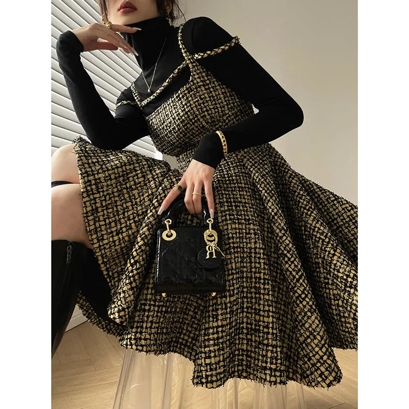 Aconiconi｜Short Skater Tweed dress- Hemerocallis