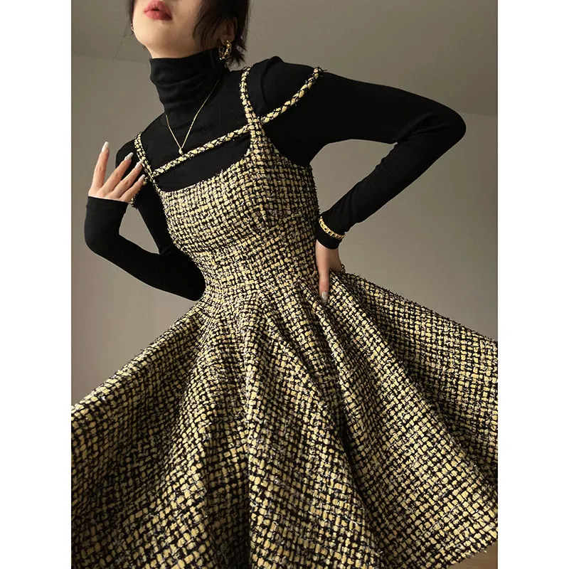 Aconiconi｜Short Skater Tweed dress- Hemerocallis