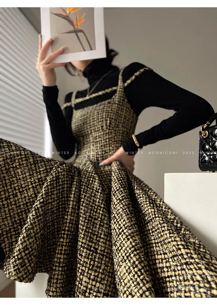 Aconiconi｜Short Skater Tweed dress- Hemerocallis