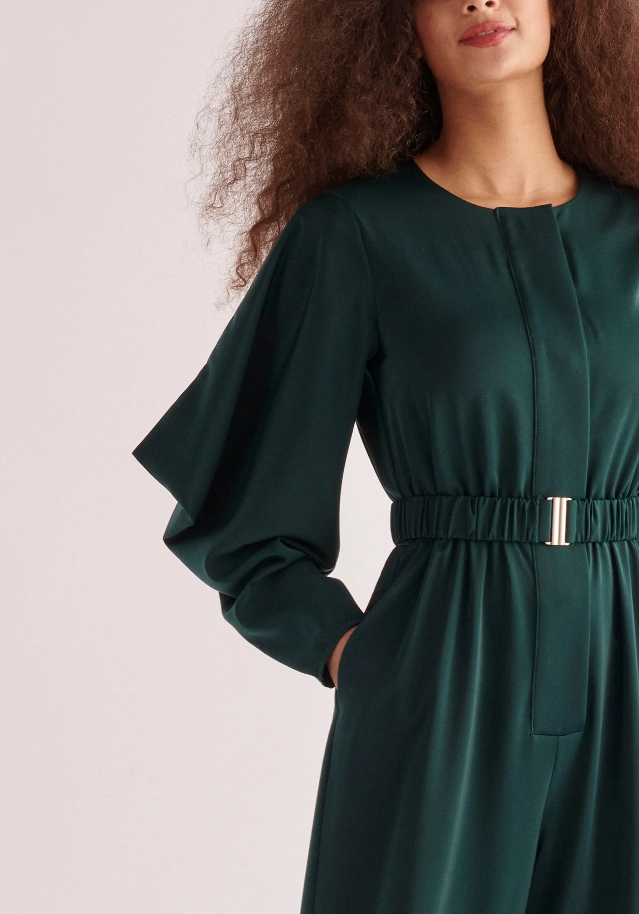 Belted Satin Jumpsuit