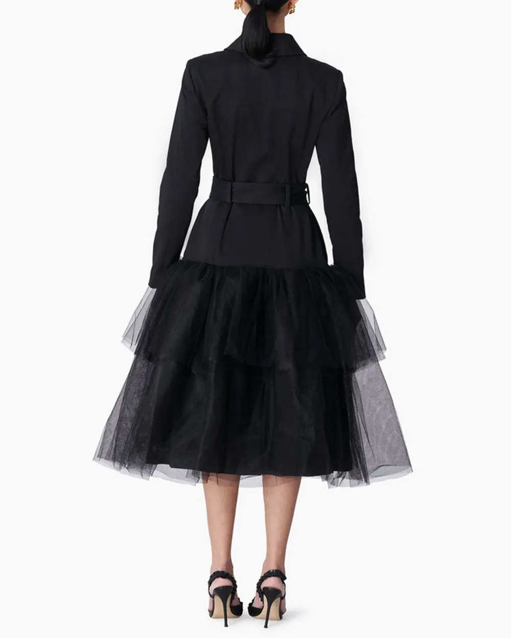 Black Bow Front Trench Coat