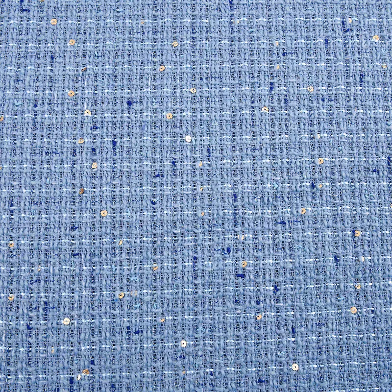 Blue sequin woven small fragrant tweed fabric thickened autumn and winter clothing fabric diy handmade high-definition jacket
