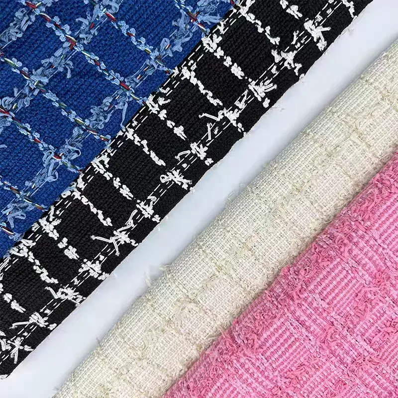 C*ANEL catwalk small fragrance fabric, advanced custom tweed clothing fabric, designer DIY handmade shoes and hats
