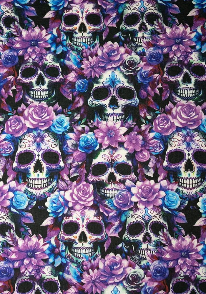 Dexter Purple Floral Skull Print Midi Dress