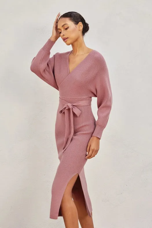 Easy To Love Knitted Midi Dress DRIED ROSE