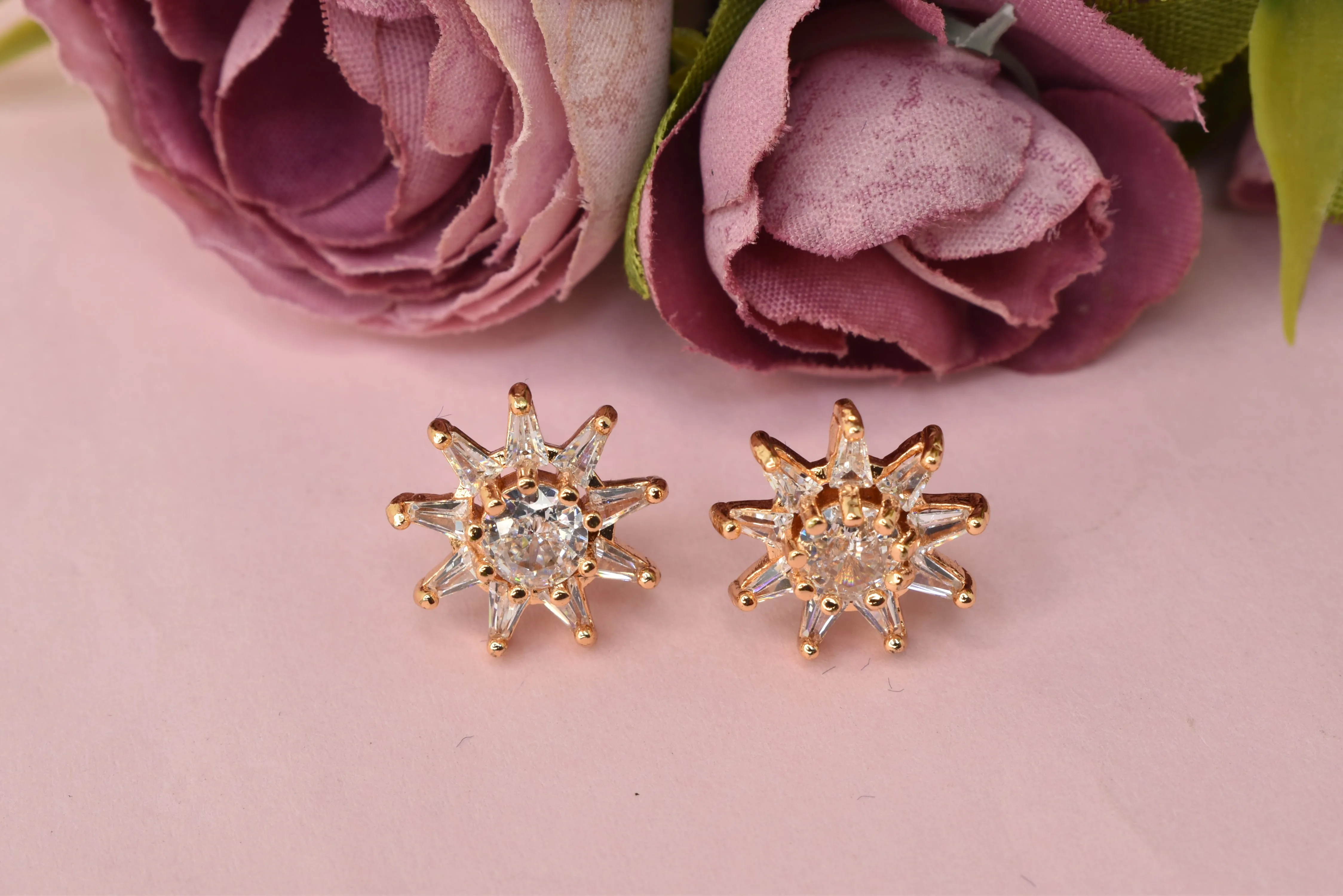Elegant Rose Gold Studs: Versatile Sparkle Earrings