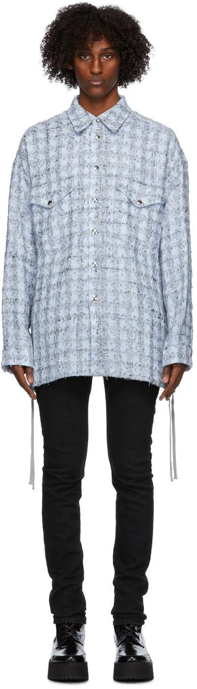 Faith Connexion Blue Laced Tweed Overshirt