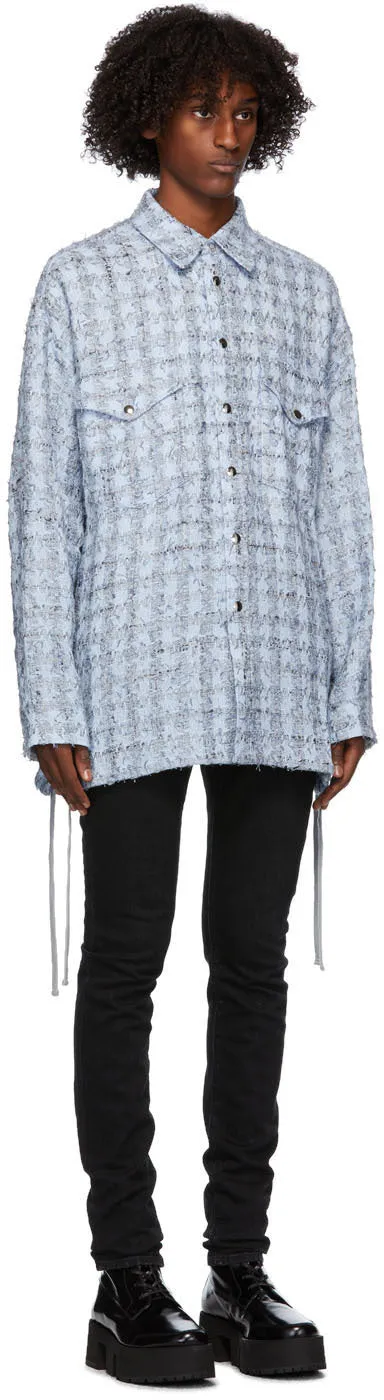 Faith Connexion Blue Laced Tweed Overshirt