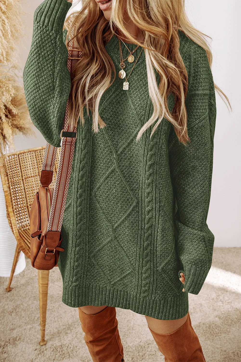 Fall Sweater Dress - Green