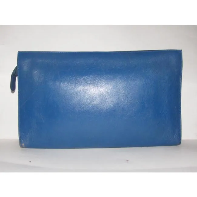 Fendi Vintage Cobalt Blue With Embossed Janus Head Textured Leather Two-Way