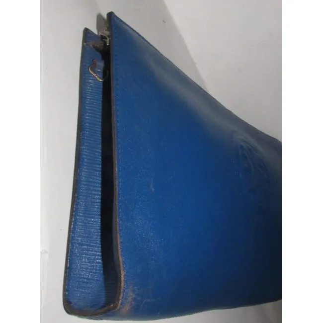 Fendi Vintage Cobalt Blue With Embossed Janus Head Textured Leather Two-Way