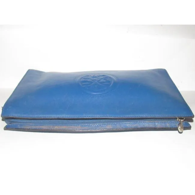 Fendi Vintage Cobalt Blue With Embossed Janus Head Textured Leather Two-Way
