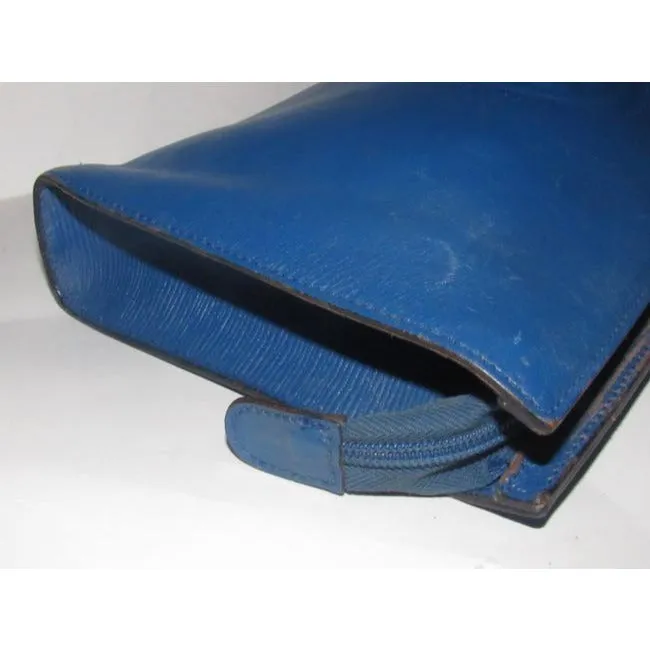 Fendi Vintage Cobalt Blue With Embossed Janus Head Textured Leather Two-Way