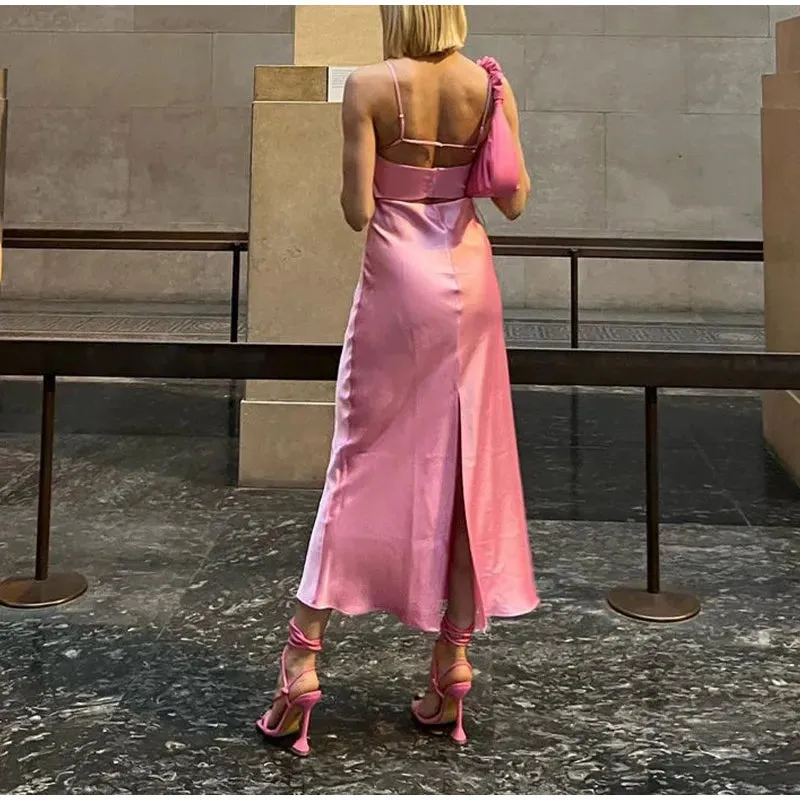 FLYTONN-Sexy spring and summer dresses, party dresses, graduation gifts,Petite Petals Split Slip Dress