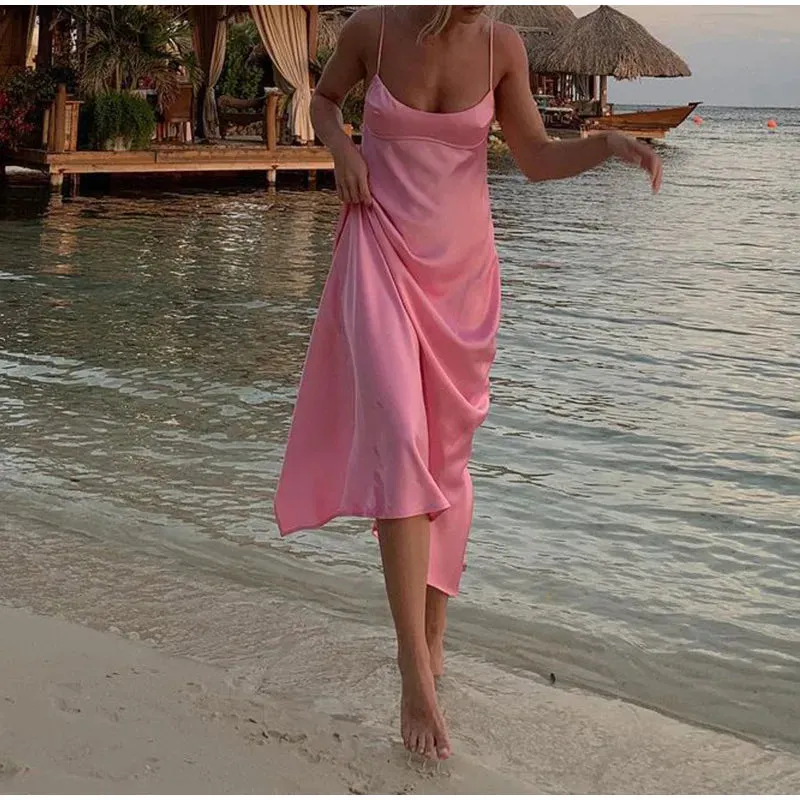 FLYTONN-Sexy spring and summer dresses, party dresses, graduation gifts,Petite Petals Split Slip Dress