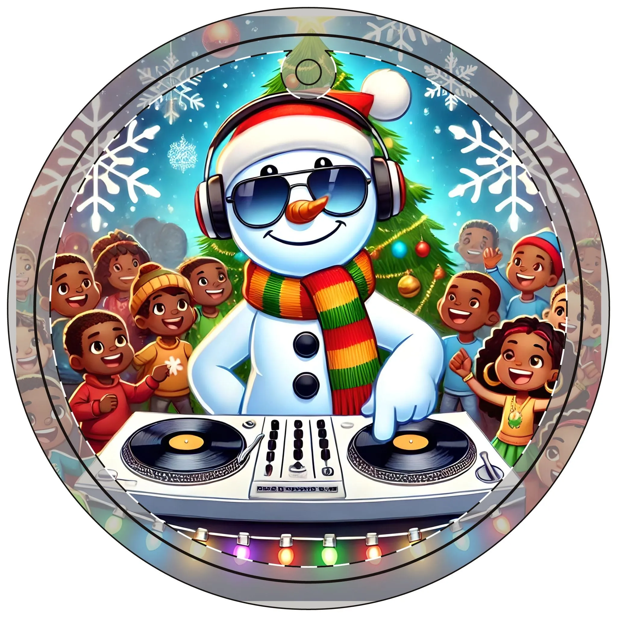 Frosty the DJ's Crystal Glass Ornament