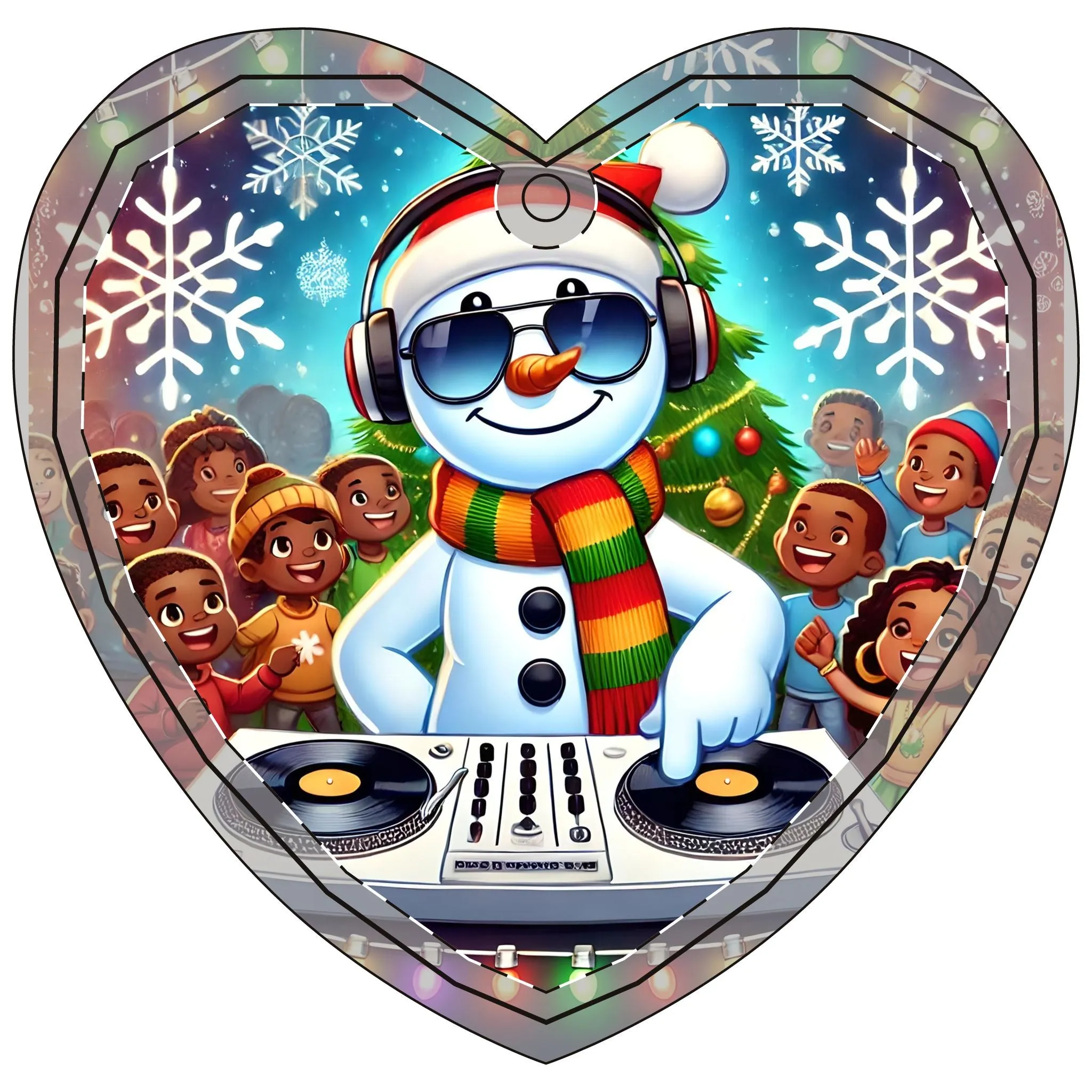 Frosty the DJ's Crystal Glass Ornament