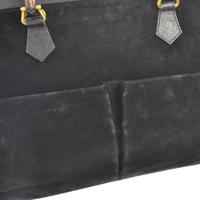 Gucci black suede and leather, two-way Diana XL tote or satchel with two bamboo handles