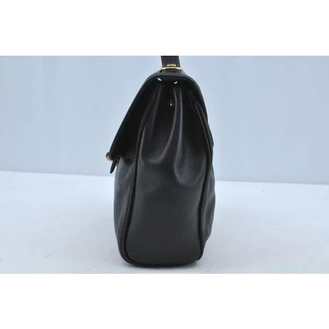 Gucci Padlock Bag Way Top Handle With Strap Black Smooth Leather Satchel