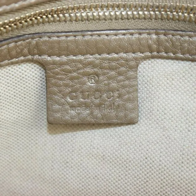 Gucci Pebbled Two Way With Removable Strap Metallic Pewter Grey Leather Satchel