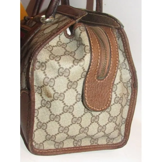 Gucci Supreme Brown Large G Logo Print Coated Canvas And Brown Leather With Red And Green Stripe