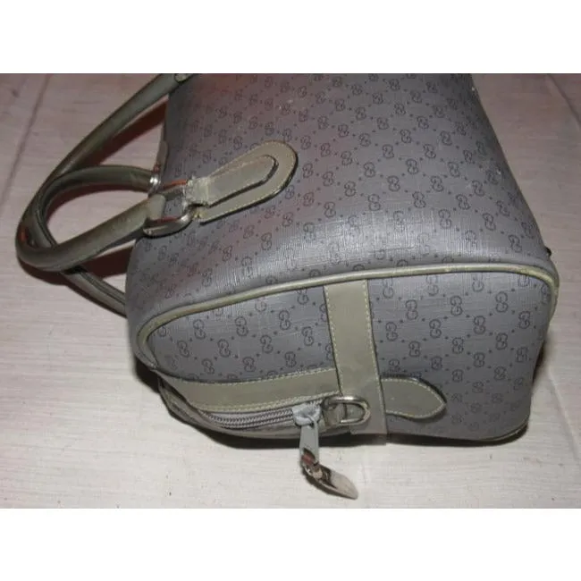 Gucci Vintage Pursesdesigner Purses Dark Grey Small G Logo Print On Lighter Grey Coated Canvas And G