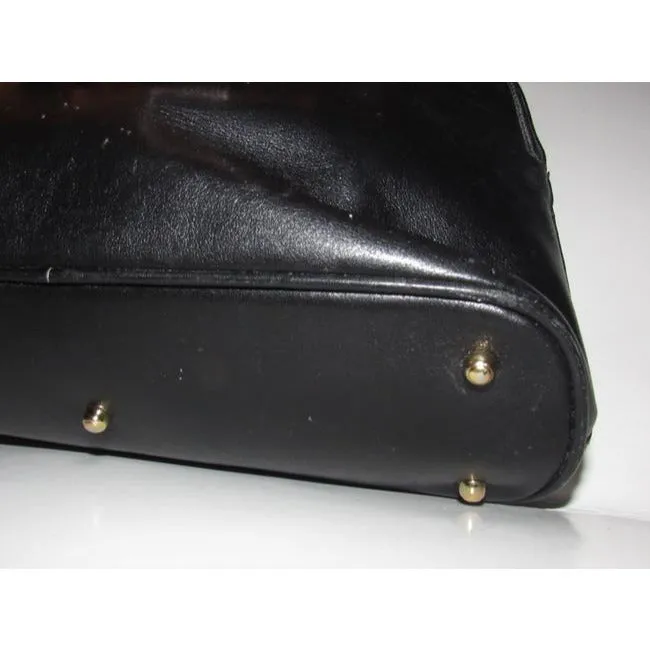 Gucci Vintage Pursesdesigner Purses Dark Navy Leather With Bamboo Handles And Accents Satchel