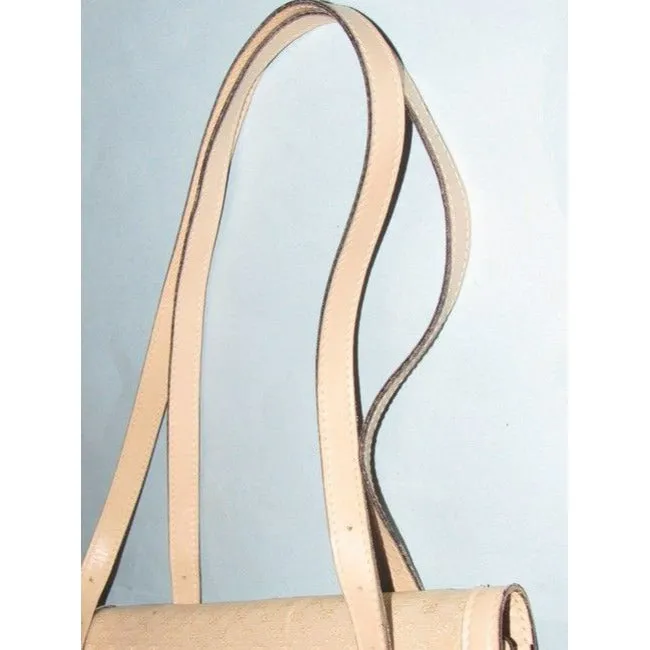 Gucci Vintage White Small G Logo Print Canvas And White Leather