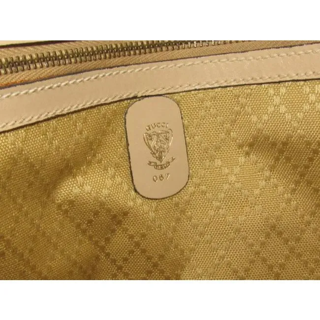 Gucci Vintage White Small G Logo Print Canvas And White Leather