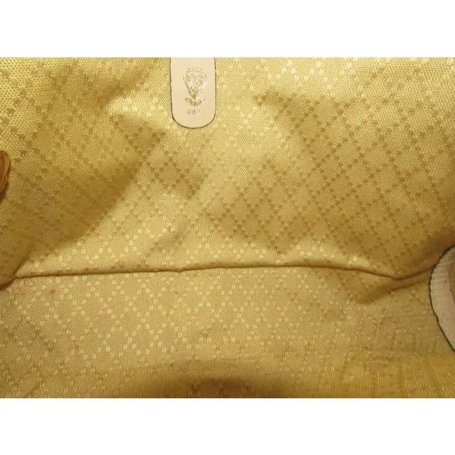 Gucci Vintage White Small G Logo Print Canvas And White Leather