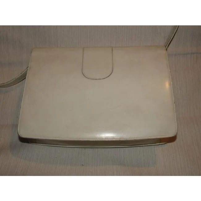 Gucci Vintage White With Chrome Accents Leather Shoulder Bag