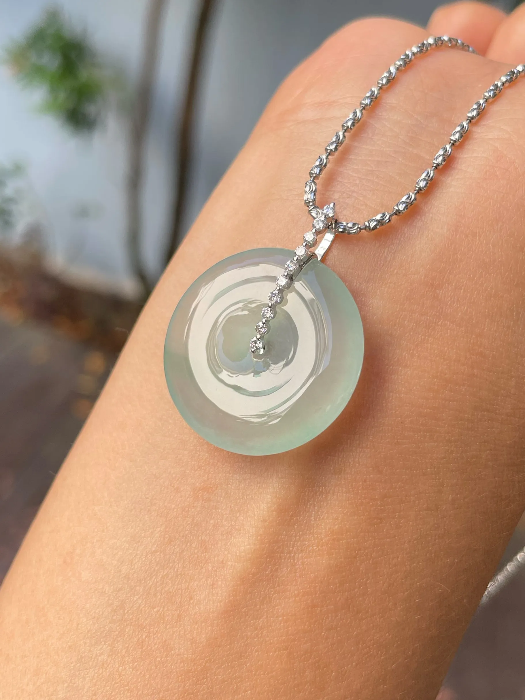 Icy Jadeite Safety Coin Pendant - 平安扣 (NJP091)