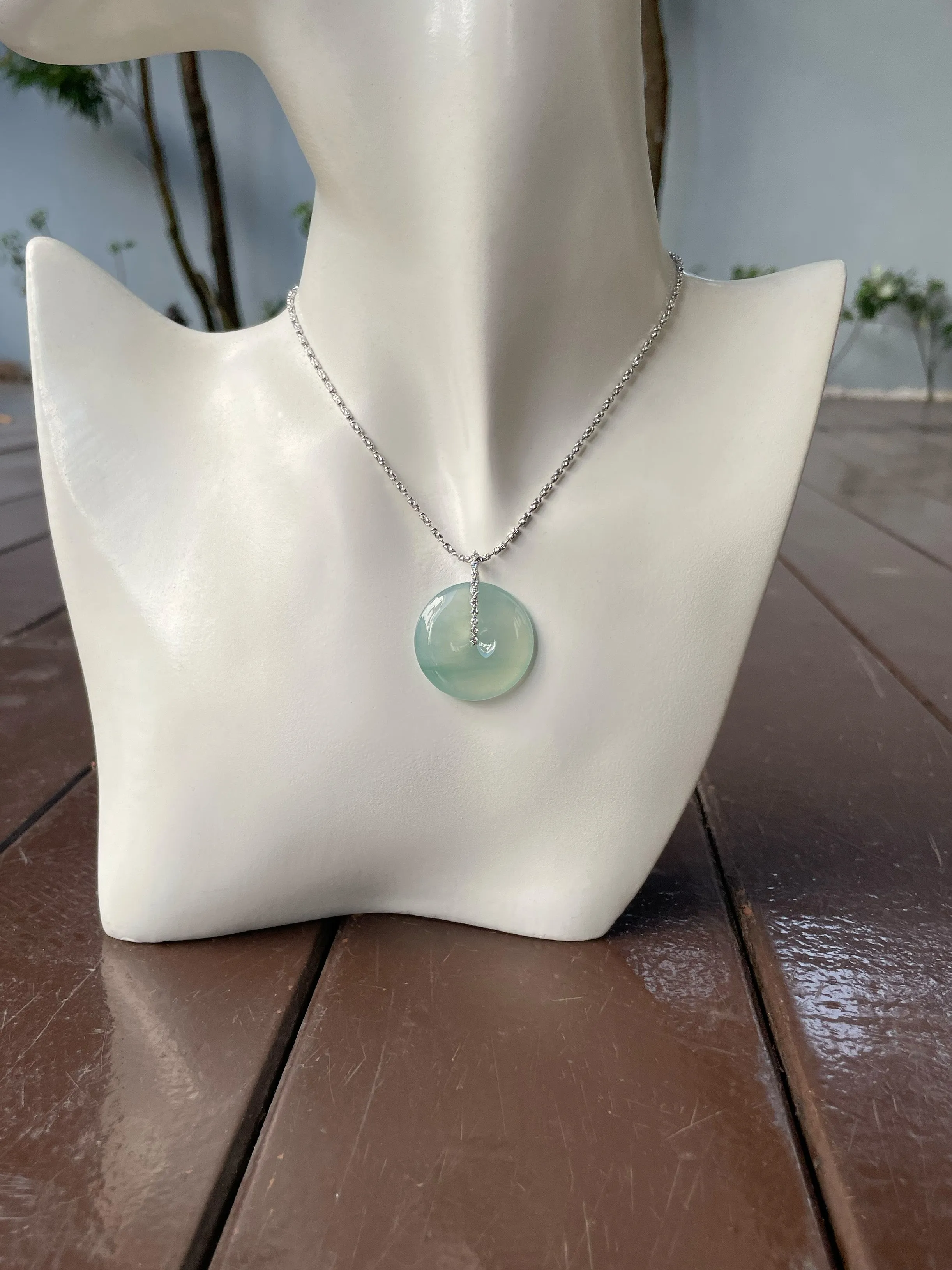 Icy Jadeite Safety Coin Pendant - 平安扣 (NJP091)