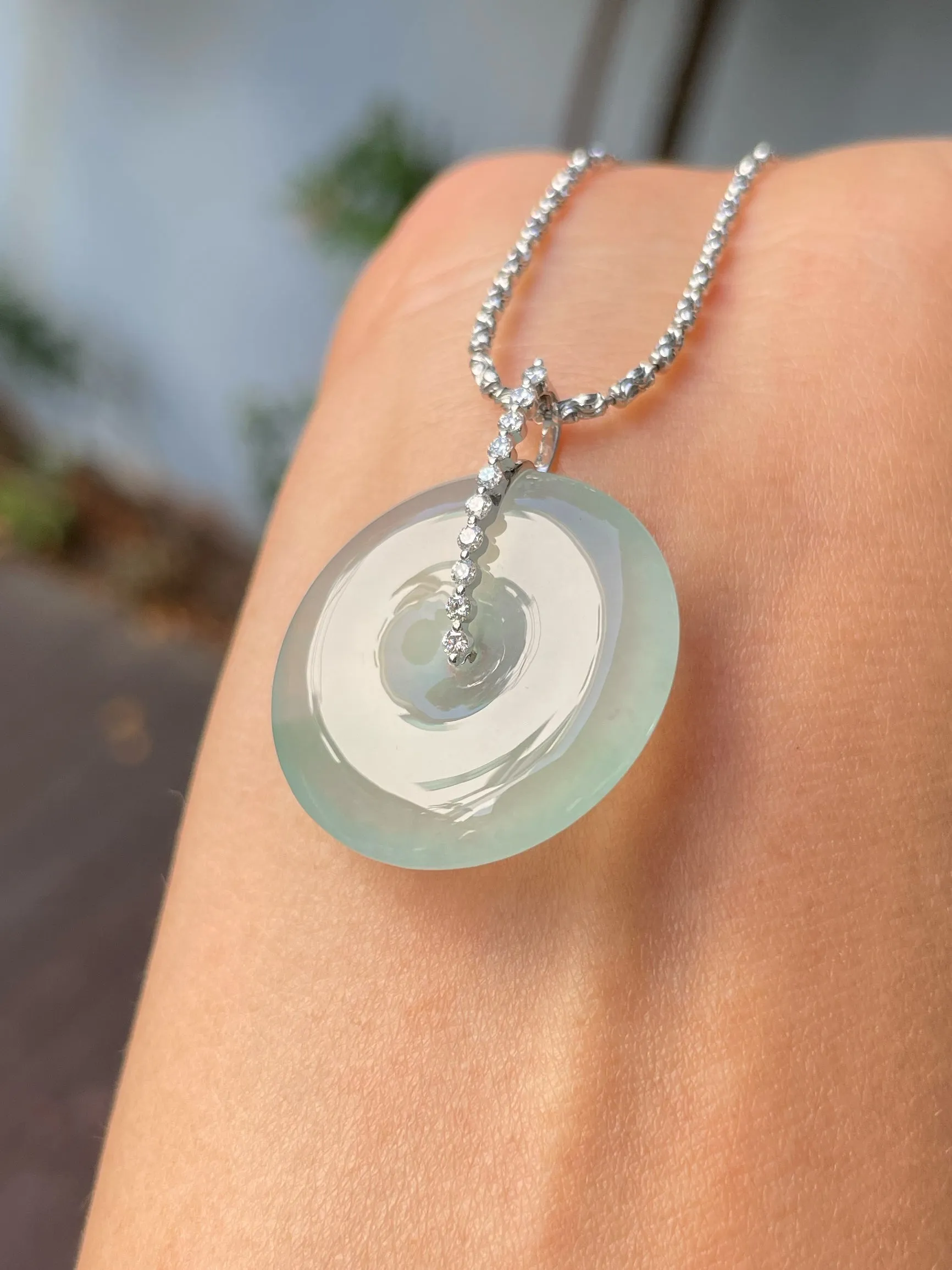 Icy Jadeite Safety Coin Pendant - 平安扣 (NJP091)