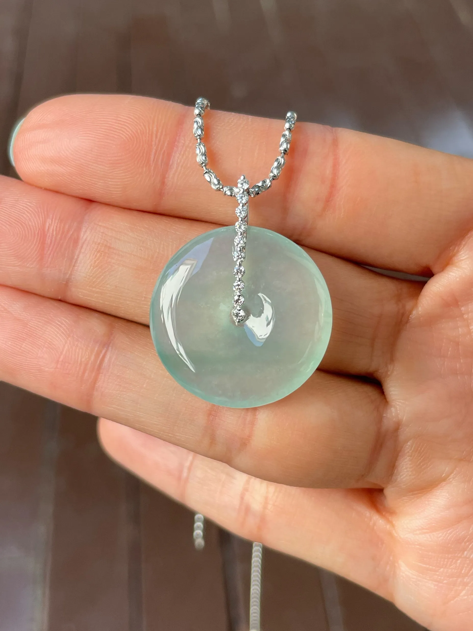 Icy Jadeite Safety Coin Pendant - 平安扣 (NJP091)