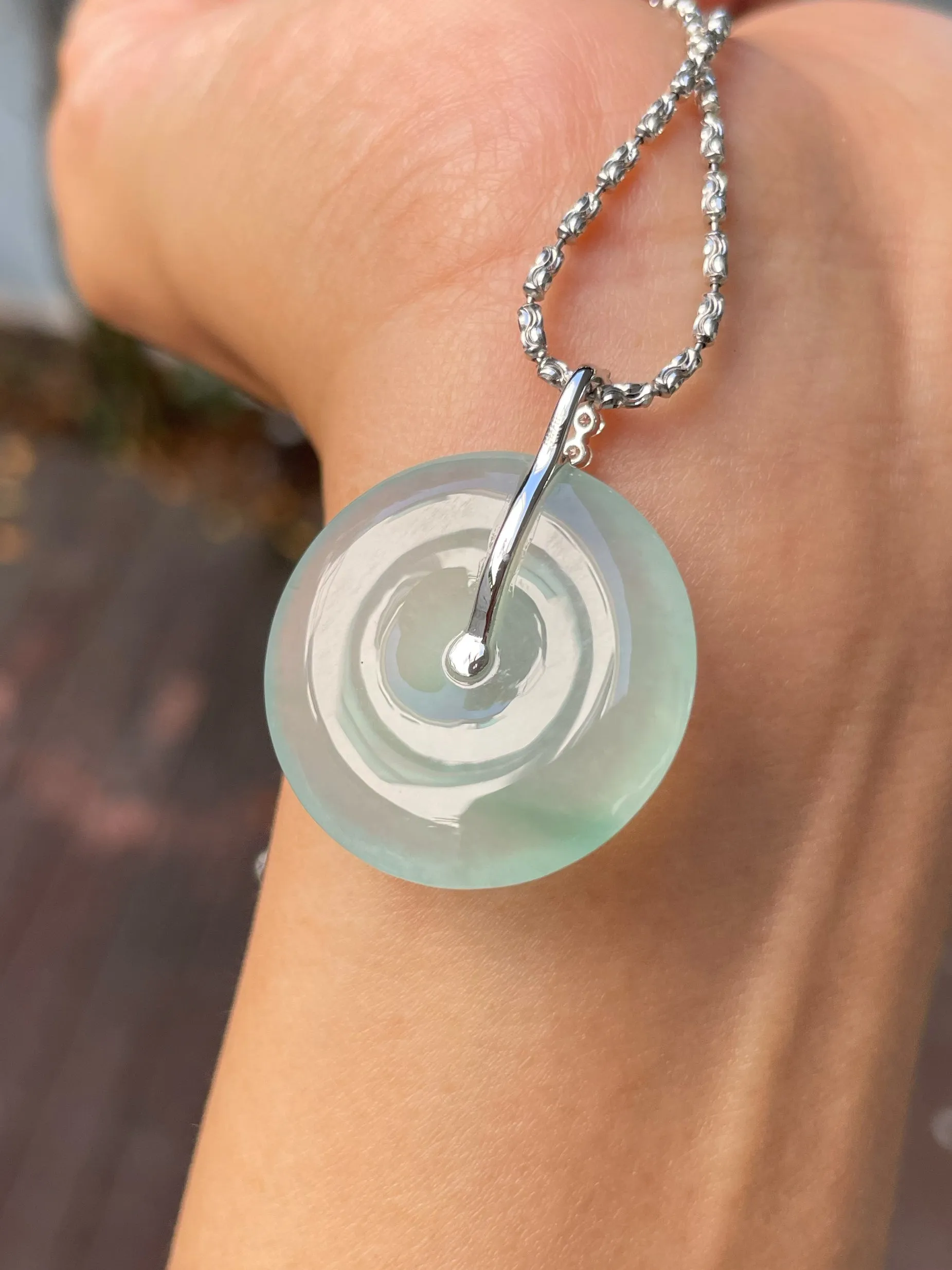 Icy Jadeite Safety Coin Pendant - 平安扣 (NJP091)