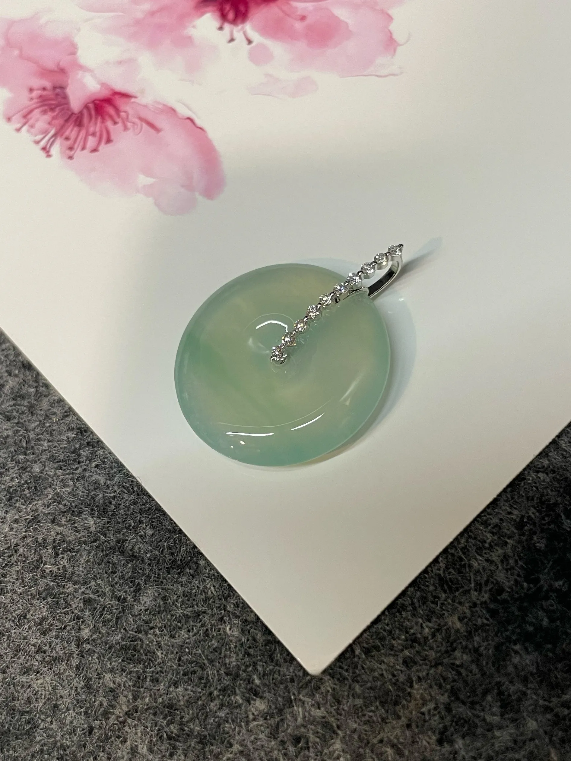 Icy Jadeite Safety Coin Pendant - 平安扣 (NJP091)