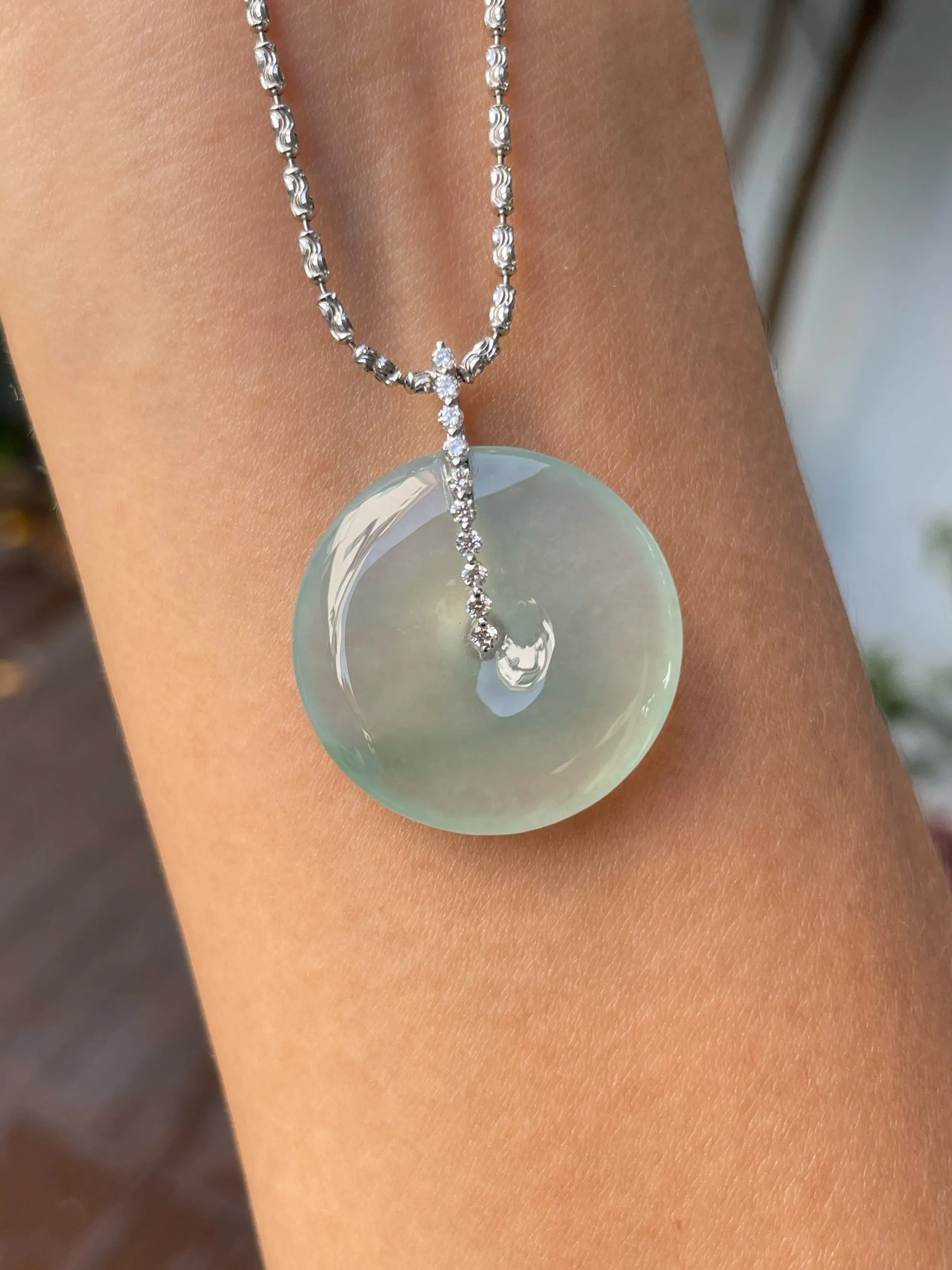 Icy Jadeite Safety Coin Pendant - 平安扣 (NJP091)