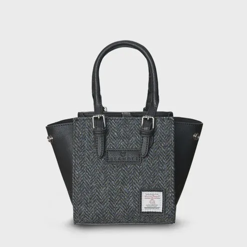 Islander | The Mini Caillie Tote Black and Grey Herringbone