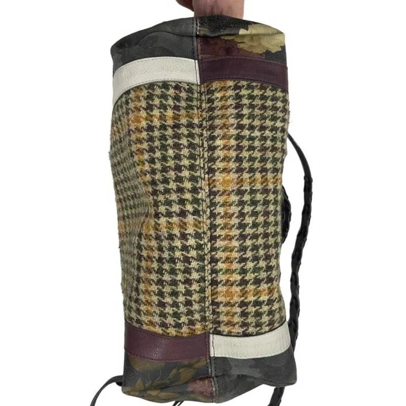 Kempton & Co Dylan Holdall Handbag Purse Harris Tweed Camo Black Peony