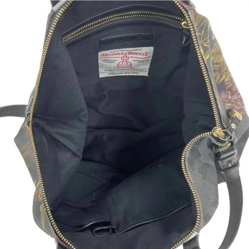 Kempton & Co Dylan Holdall Handbag Purse Harris Tweed Camo Black Peony
