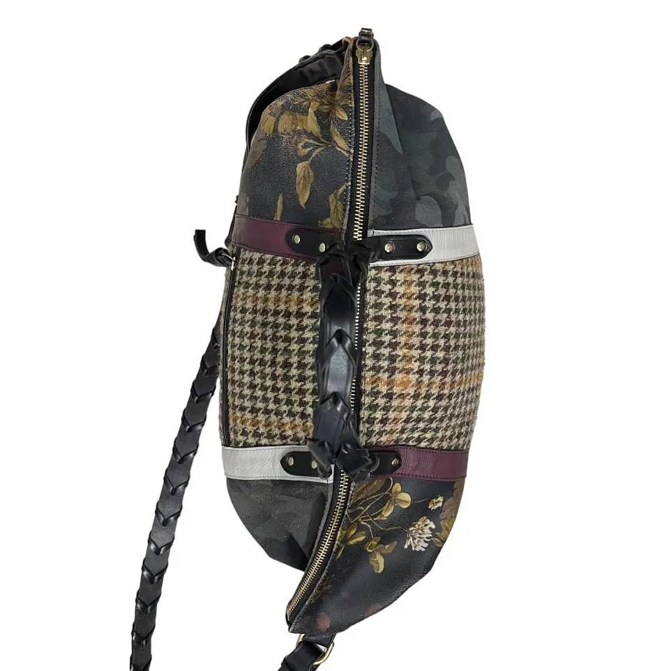 Kempton & Co Dylan Holdall Handbag Purse Harris Tweed Camo Black Peony