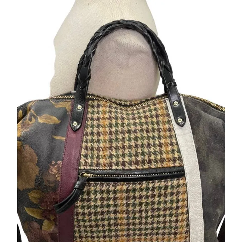 Kempton & Co Dylan Holdall Handbag Purse Harris Tweed Camo Black Peony